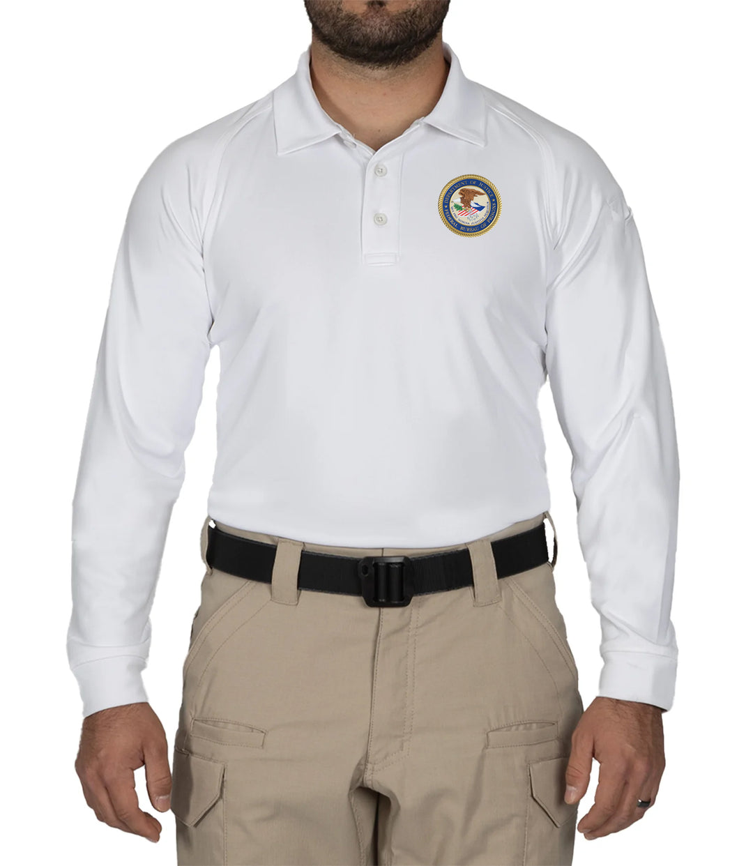 Men's Performance Long Sleeve Polo / White
