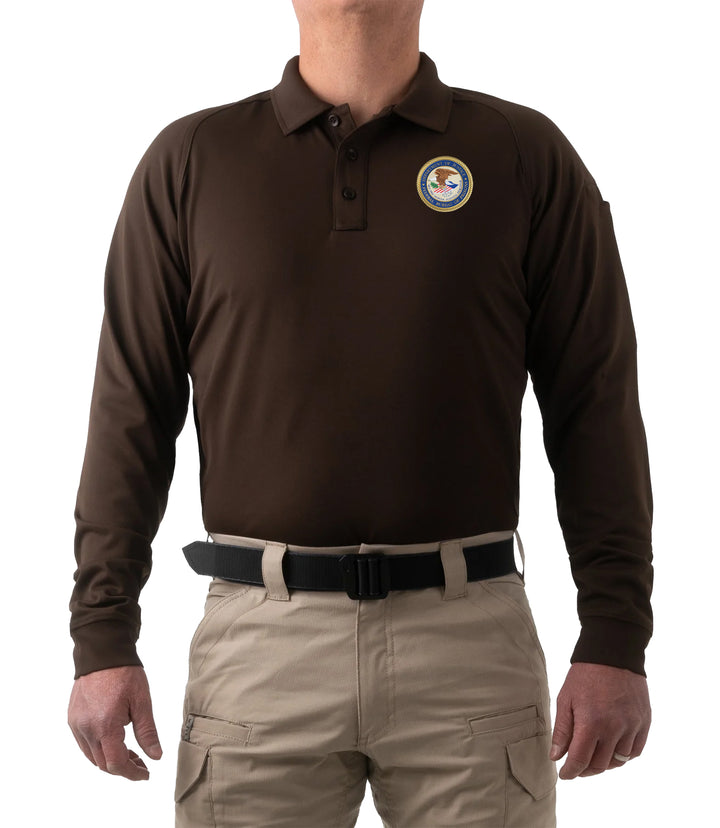 Men's Performance Long Sleeve Polo / Kodiak Brown