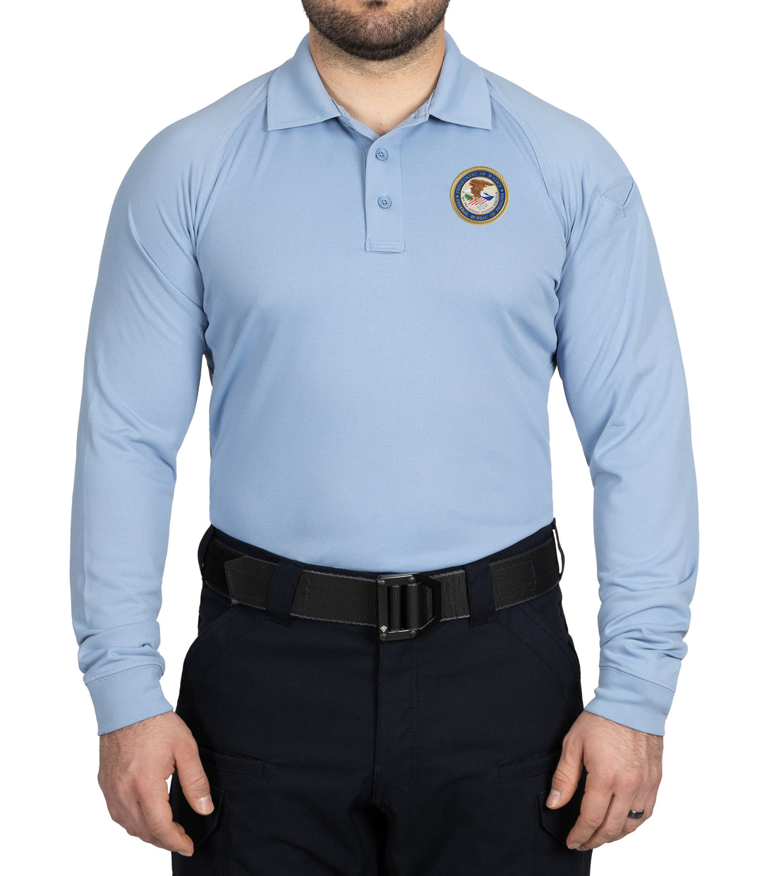 Men's Performance Long Sleeve Polo / Medium Blue