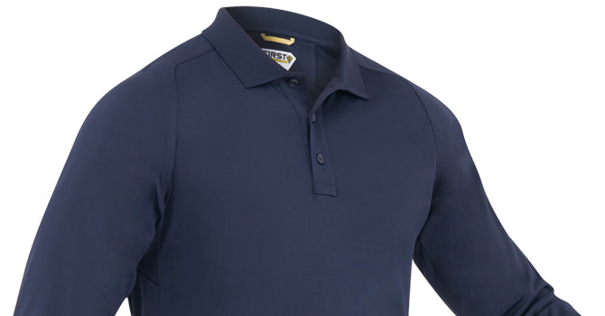 100% polyester jersey is extremely tough yet soft and naturally moisture wicking, with an antimicrobial finish that will give you a fresh, professional appearance that lasts.