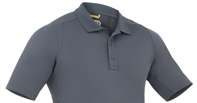 100% polyester jersey is extremely tough yet soft and naturally moisture wicking, with an antimicrobial finish that will give you a fresh, professional appearance that lasts.