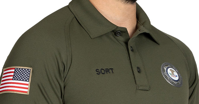 100% polyester jersey is extremely tough yet soft and naturally moisture wicking, with an antimicrobial finish that will give you a fresh, professional appearance that lasts.