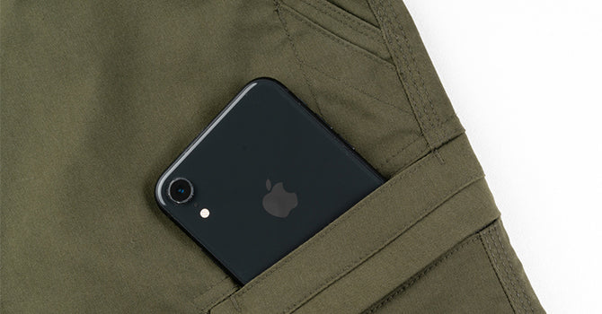 The A2 pant features two generously-sized recessed utility pockets, designed to accommodate large cell phones and kit.