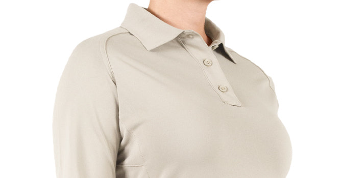 Designed for a woman’s torso, curved and tapered just where it needs to be. No more baggy or constricting spots. With narrower shoulders, a roomier chest, and slimmer sleeves, this polo keeps you moving freely and comfortably as you work.