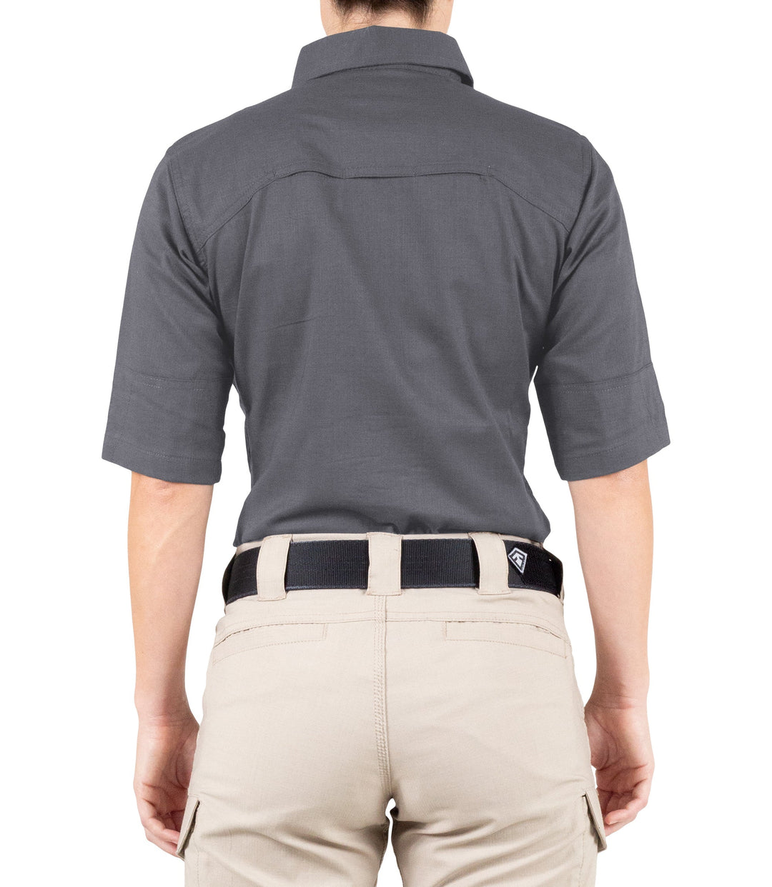 Back of Women's V2 Tactical Short Sleeve Shirt in Wolf Grey