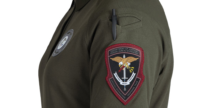 All First Tactical Polos feature our innovative pen pockets which accept embroidery while maintaining functionality.