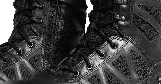 We've integrated a lightweight 3D spacer air mesh and strategically placed perforations that will provide ventilation and comfort on the warmest of days.