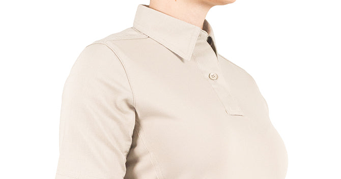 The no curl collar with integrated collar stay features a hidden button down for that professional look while on duty.