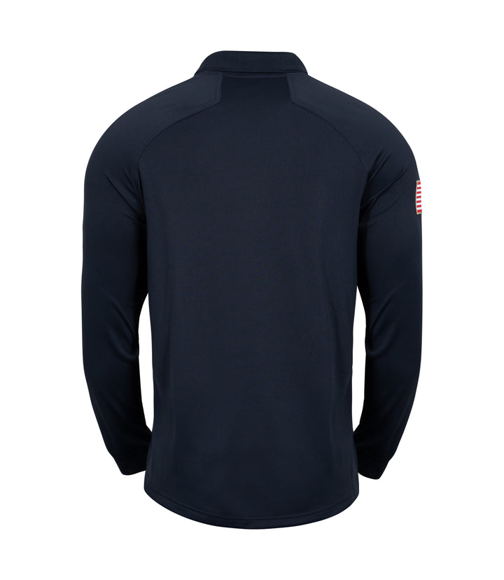 Back view of Self Defense Instructor Men's Performance Long Sleeve Polo