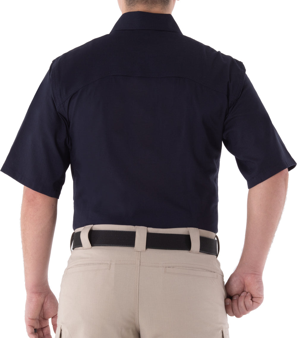 Back of Men's V2 BDU Short Sleeve Shirt in Midnight Navy