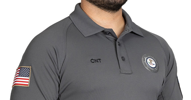 100% polyester jersey is extremely tough yet soft and naturally moisture wicking, with an antimicrobial finish that will give you a fresh, professional appearance that lasts.