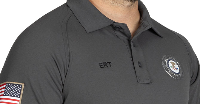 100% polyester jersey is extremely tough yet soft and naturally moisture wicking, with an antimicrobial finish that will give you a fresh, professional appearance that lasts.