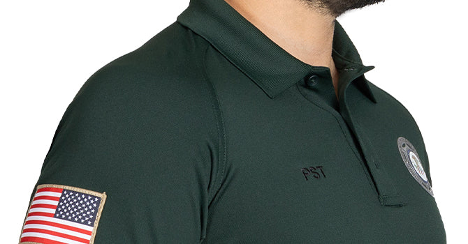 100% polyester jersey is extremely tough yet soft and naturally moisture wicking, with an antimicrobial finish that will give you a fresh, professional appearance that lasts.