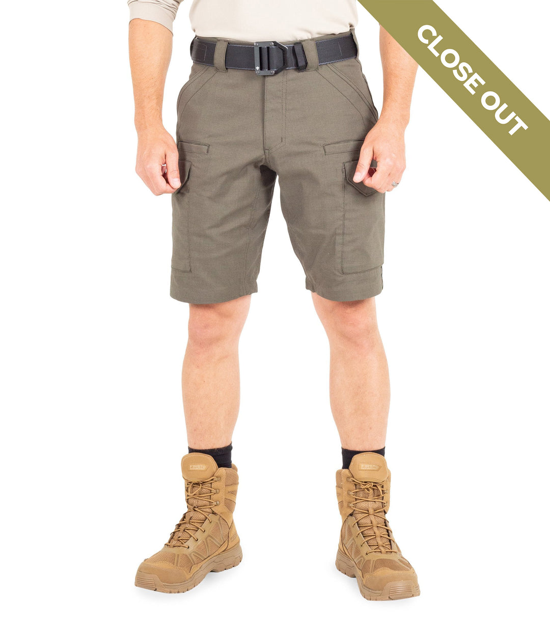 Front of Men's V2 Tactical Short in Range Green color