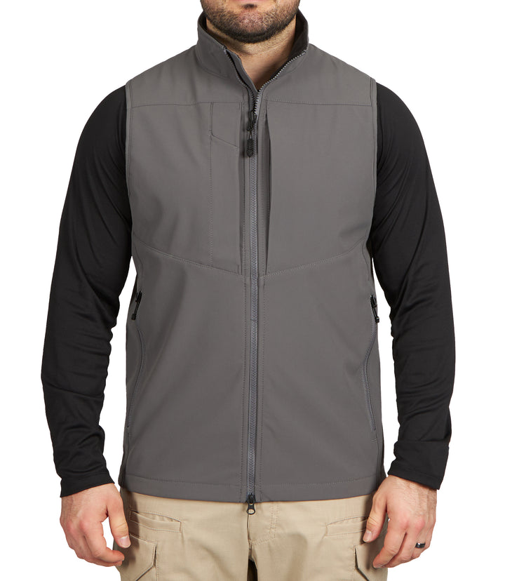 Front of Men's Tactix Softshell Vest in Wolf Grey