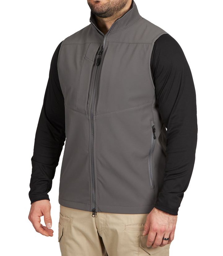 Front 1/4 of Men's Tactix Softshell Vest in Wolf Grey