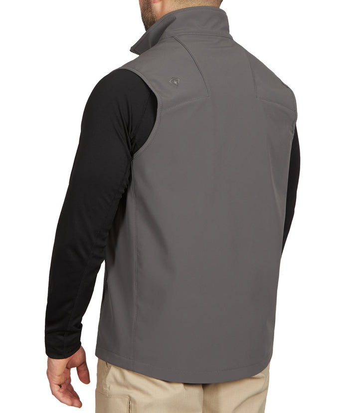 Back 1/4 of Men's Tactix Softshell Vest in Wolf Grey