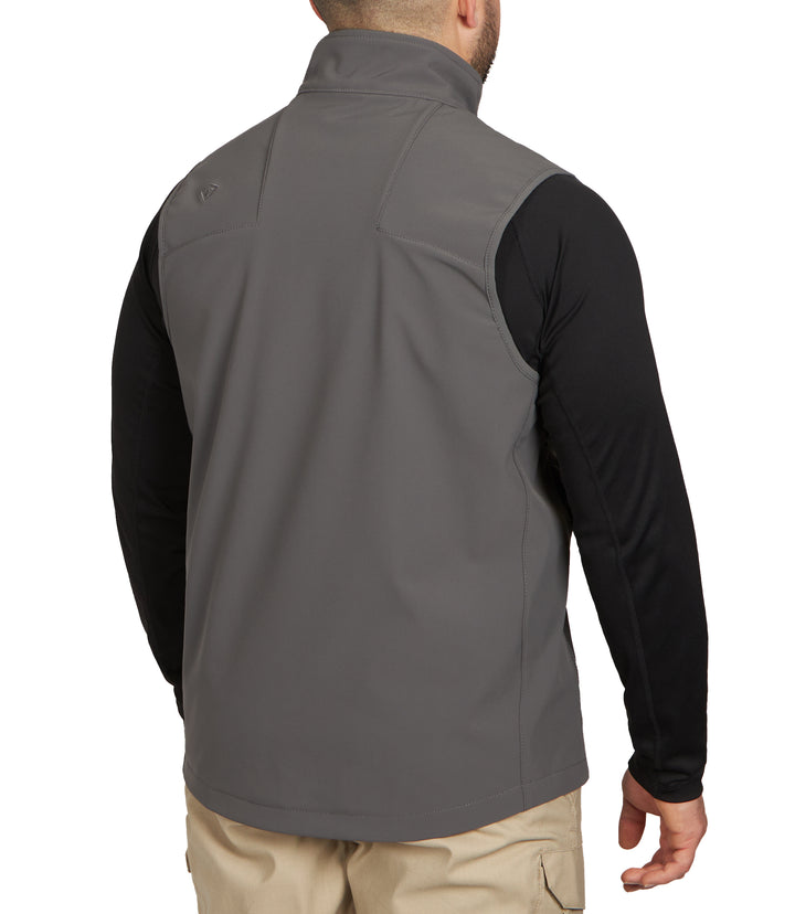 Back 1/4 of Men's Tactix Softshell Vest in Wolf Grey