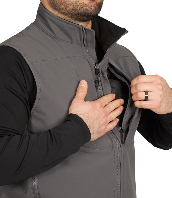 Document Pocket on Men's Tactix Softshell Vest in Wolf Grey