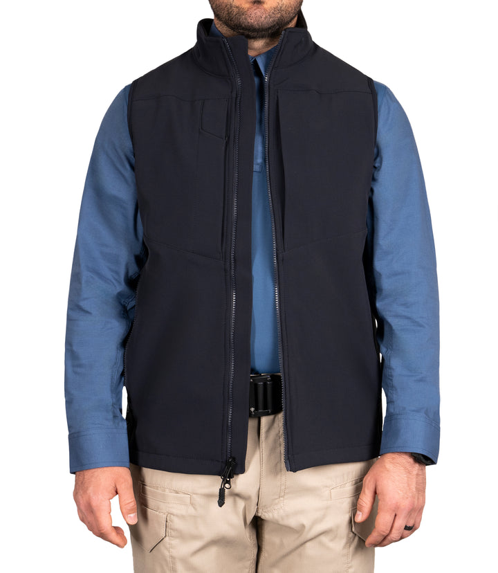 Front of Men's Tactix Softshell Vest in Midnight Navy