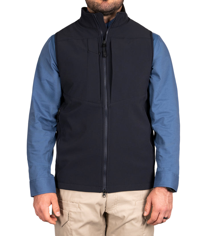 Front of Men's Tactix Softshell Vest in Midnight Navy