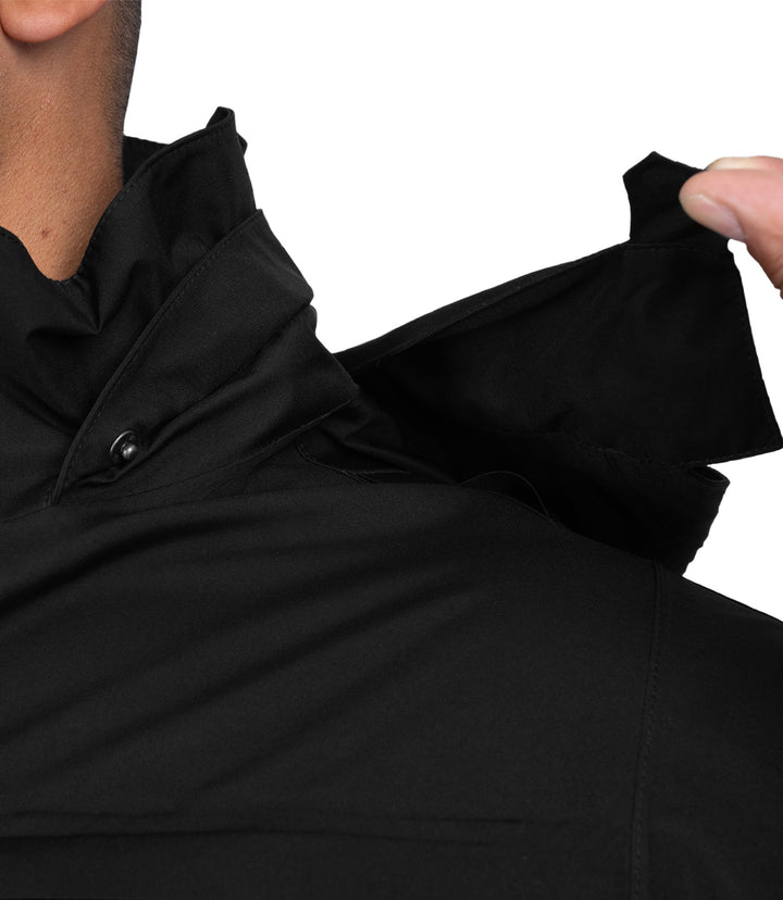 Prym snaps removable hoodie view of the Monsoon Parka in color black |color_black