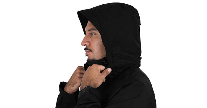 First Tactical Rain Gutter Design™ keeps water from dripping on your face, while 3-way adjustment and molding memory wire let you shape your hood ideally for you and trust it to keep your vision clear. Remove easily and stow in special lumbar pocket when not in use.