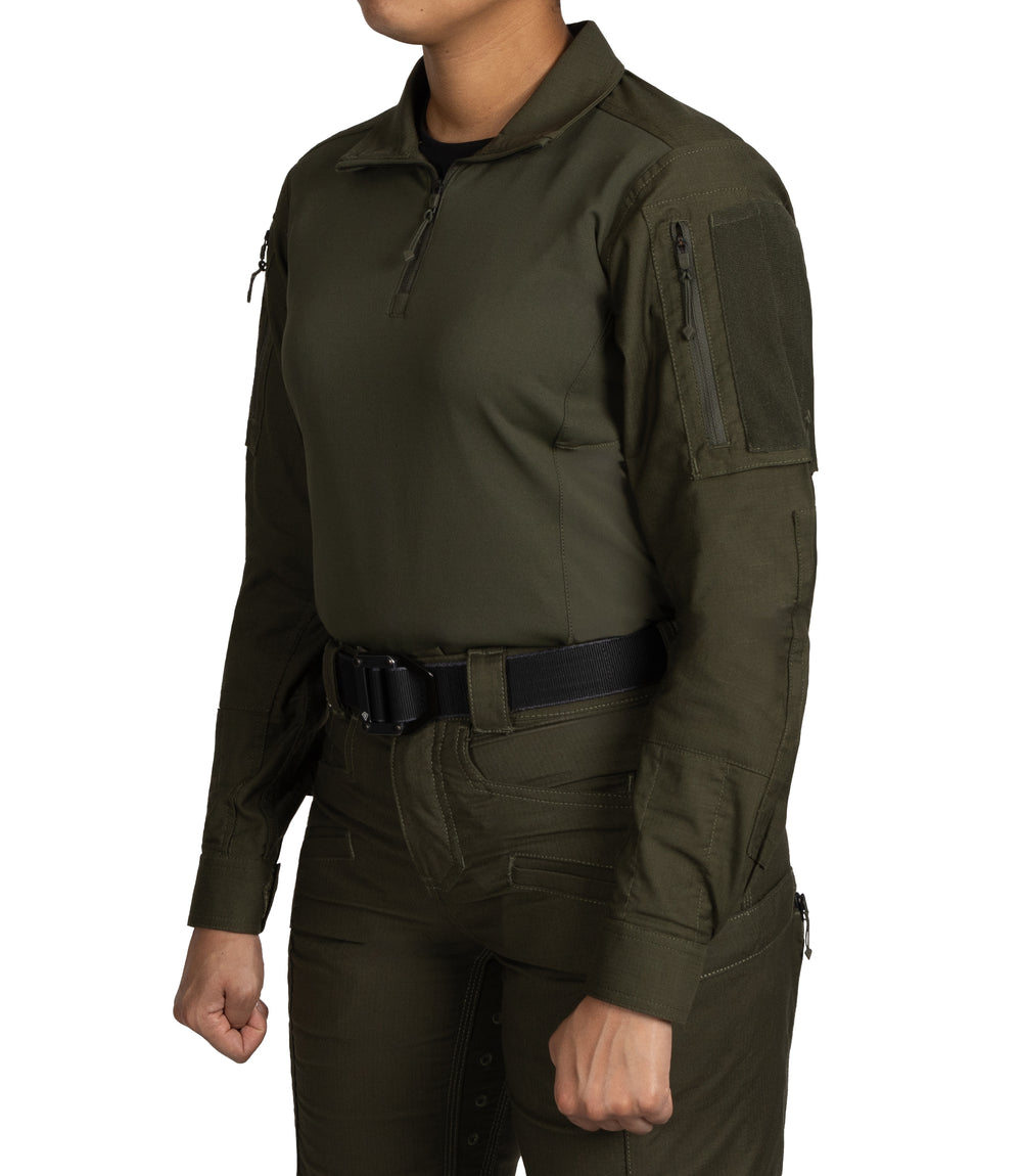 Side of Women's Defender Shirt in OD Green