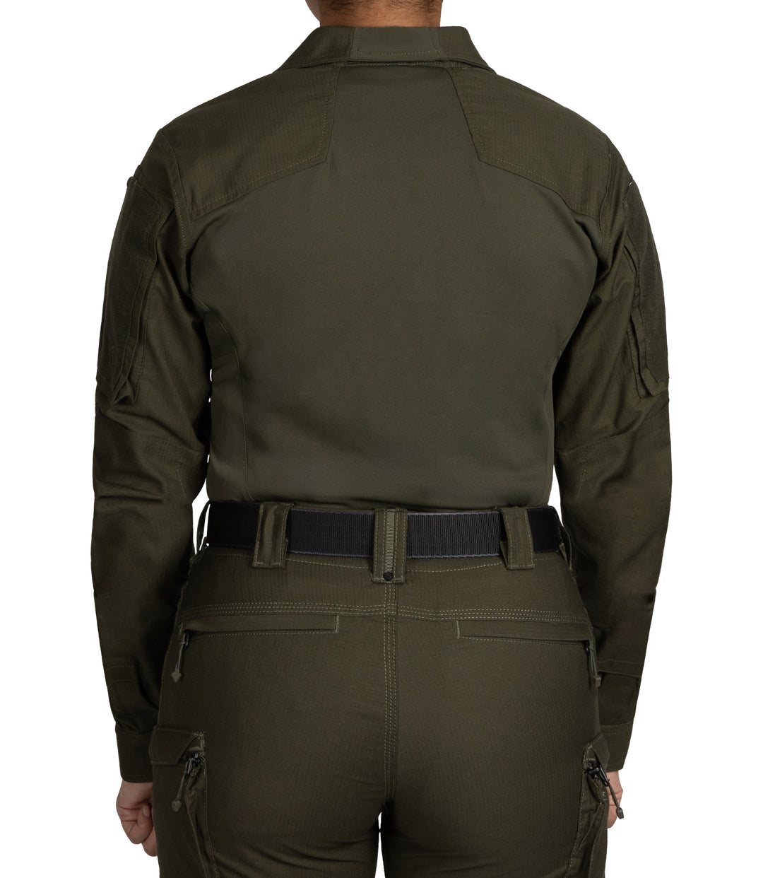 Back of Women's Defender Shirt in OD Green