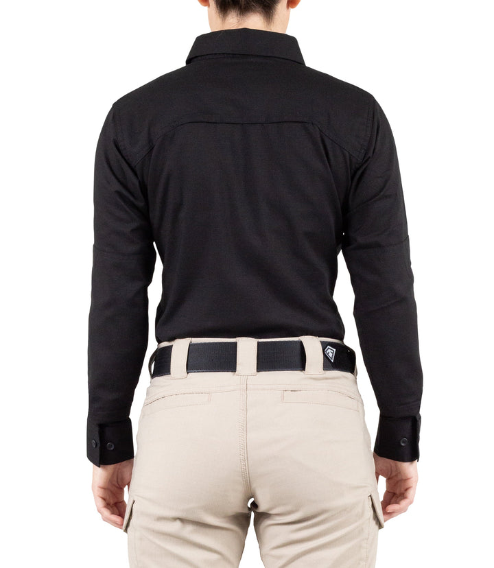 Back of Women's V2 Tactical Long Sleeve Shirt in Black