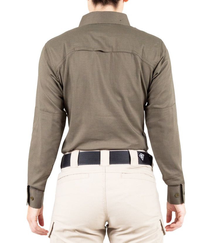 Back of Women's V2 Tactical Long Sleeve Shirt in Ranger Green