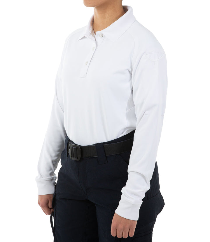 Women's Performance Long Sleeve Polo / White