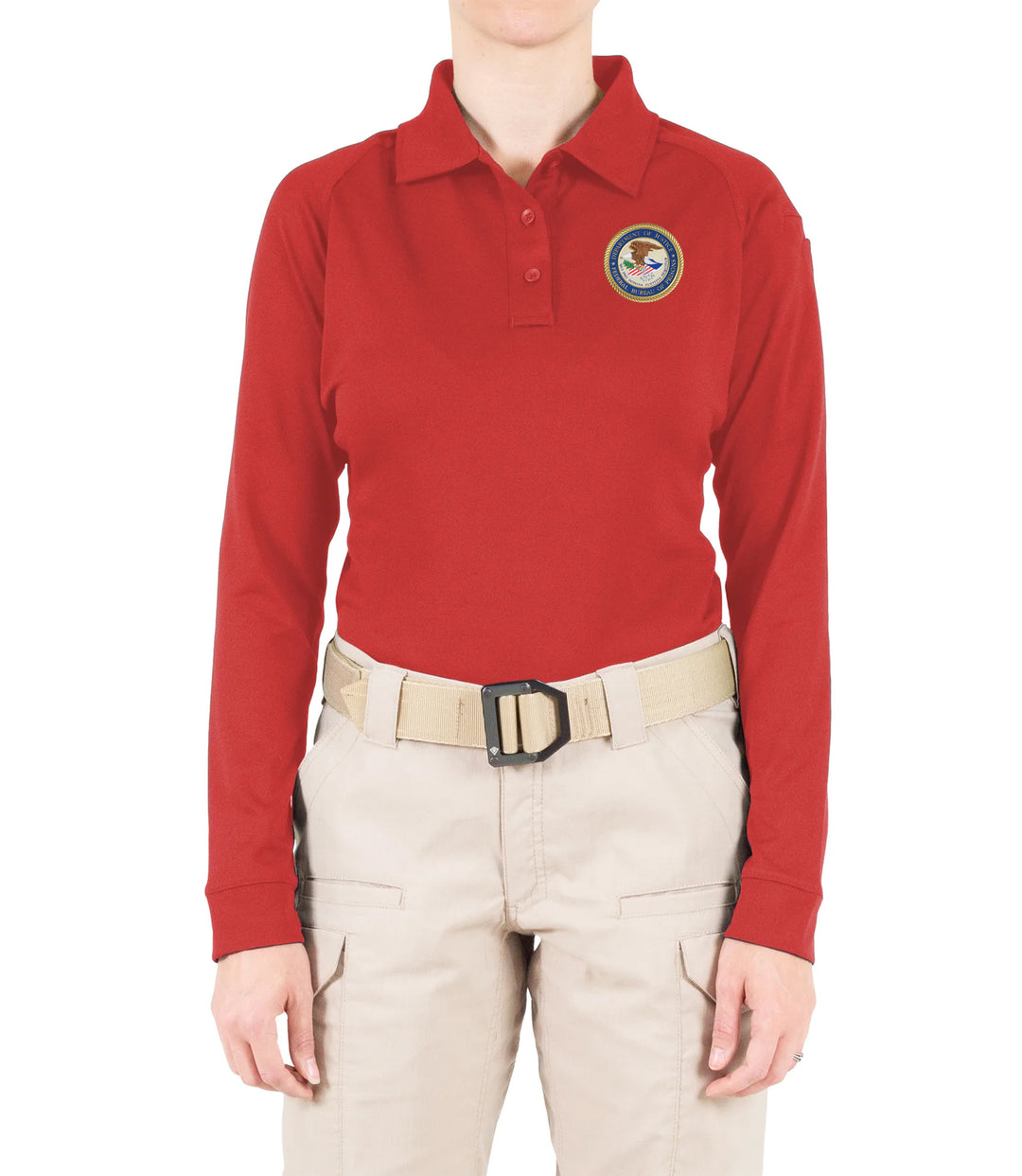 Women's Performance Long Sleeve Polo / Red