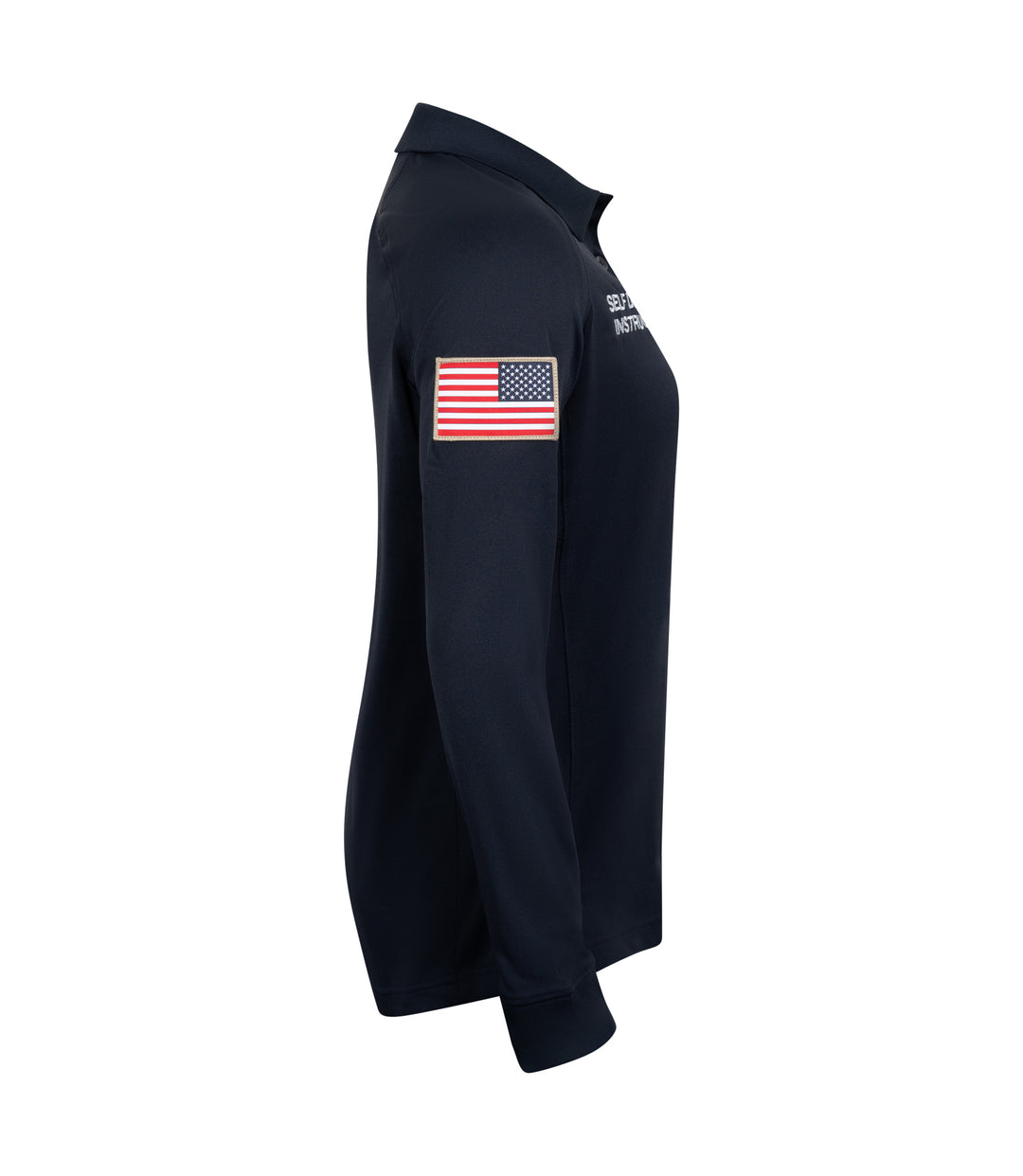 Right side view of Self Defense Instructor Women's Performance Long Sleeve Polo
