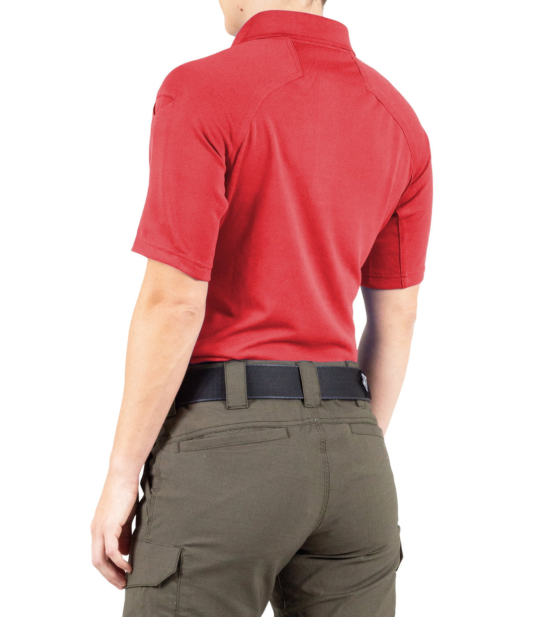 Side of Women's Performance Short Sleeve Polo in Red