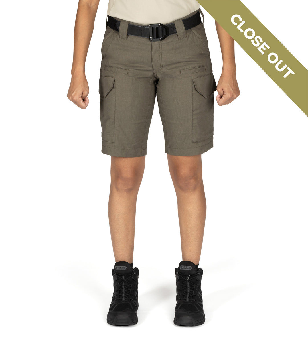 Front view of Women's V2 Tactical Short in Range Green color