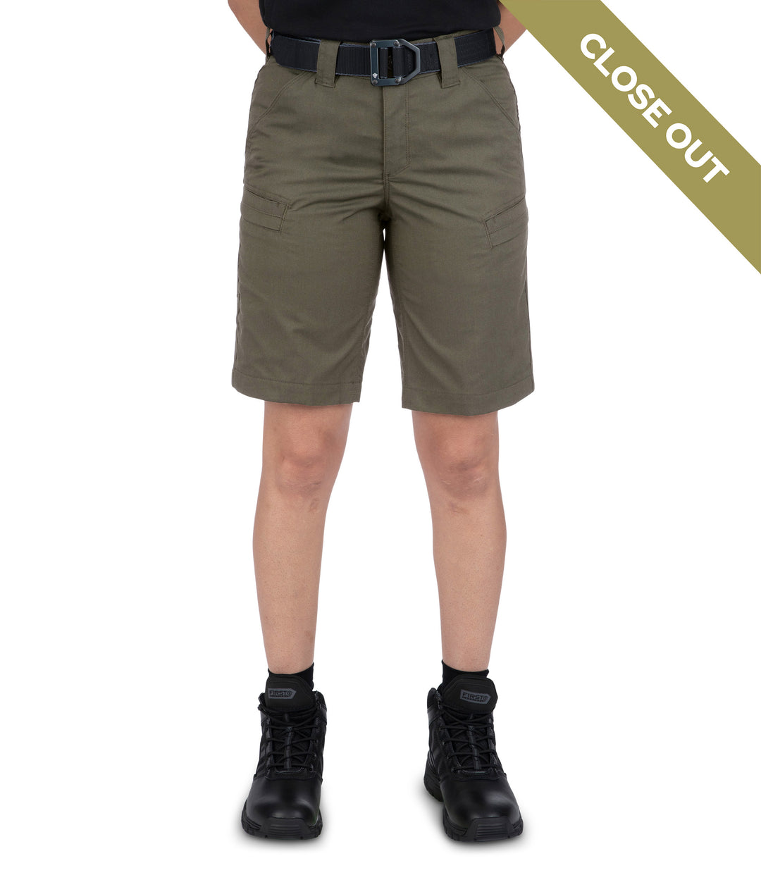 Front view of Women's A2 Short in Range Green color