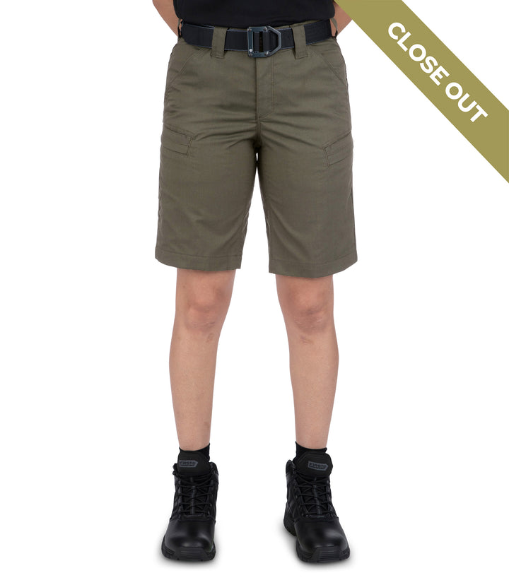 Front view of Women's A2 Short in Range Green color