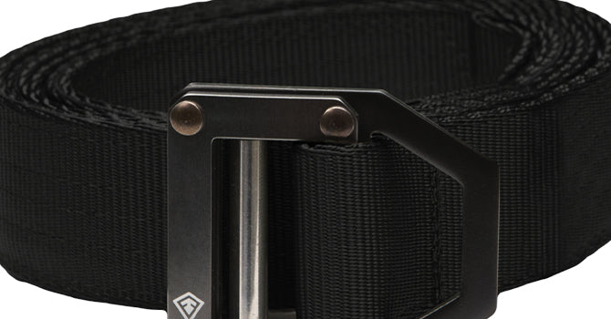 Sturdy, high density webbing is strong, designed with a twill weave edge for smoother belt loop feeding, and ergonomically curved to follow the natural waist.