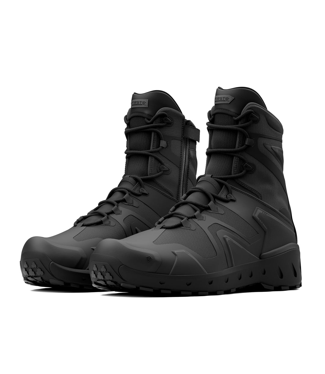 Side by side photo of Men's 8" AERO-TAC Side-Zip boot in black