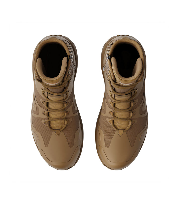 Top view of side by side boot view of 8 inch side-zip boot in color coyote