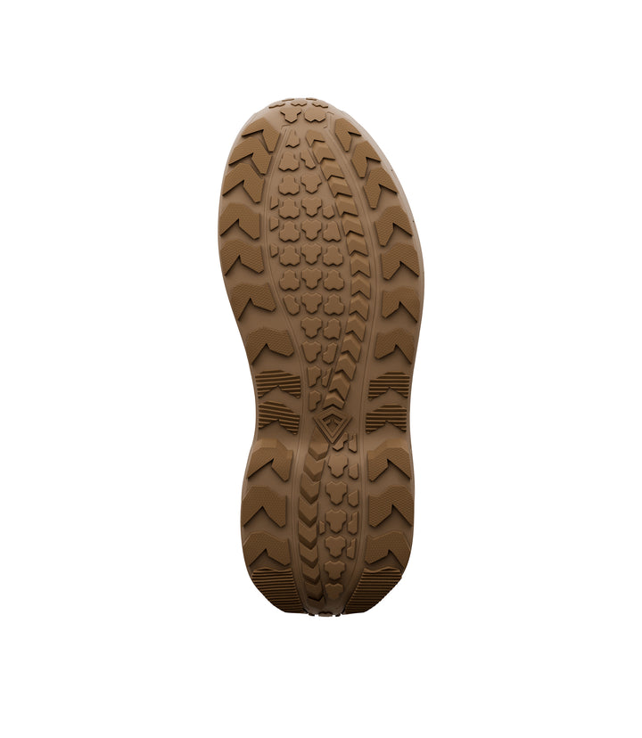 Bottom sole view of 8 inch side-zip boot in color coyote