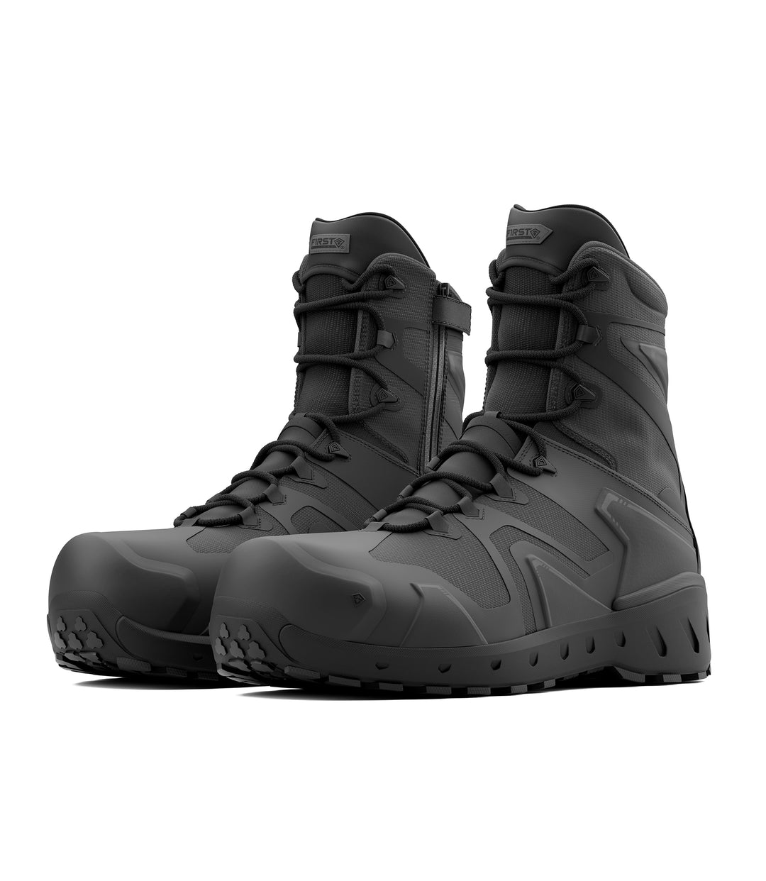 Side by side photo of Men's 8" AERO-TAC™ Safety Toe Side-Zip Boot in black