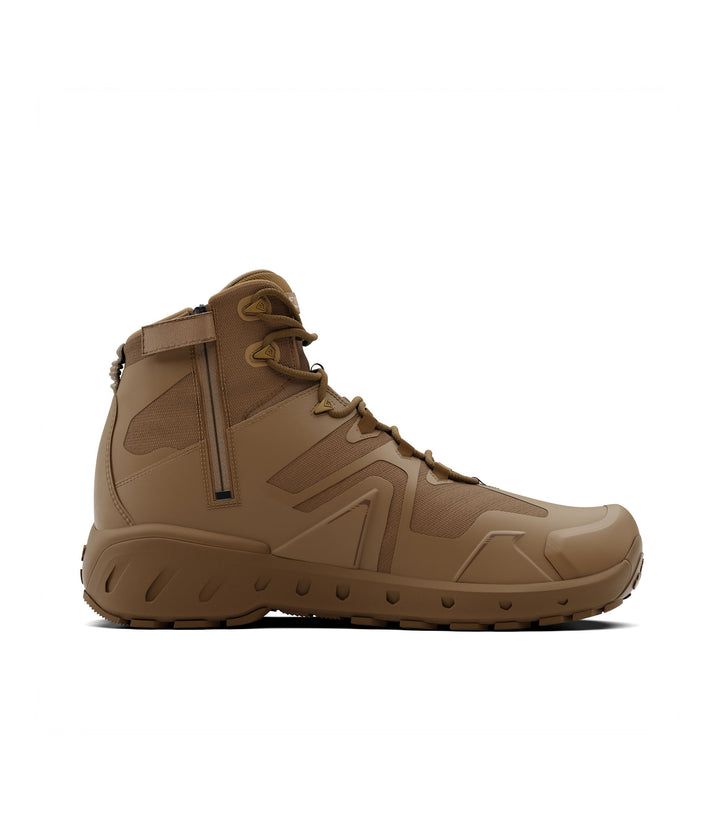 Left side view of 5 inch side-zip mid boot in color coyote