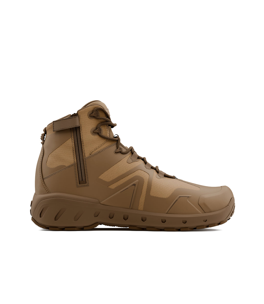 Left side view of 5 inch side-zip mid boot in color coyote