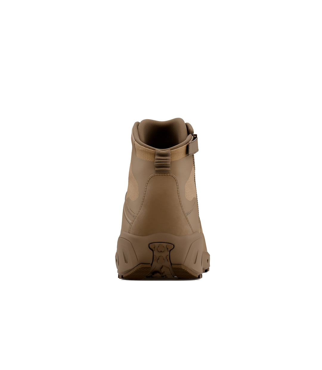 Back side view of 5 inch side-zip mid boot in color coyote