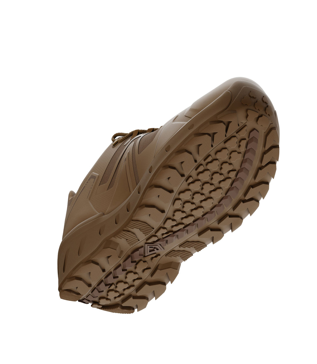 Bottom side view of 3 inch AERO-TAC low boot in color coyote