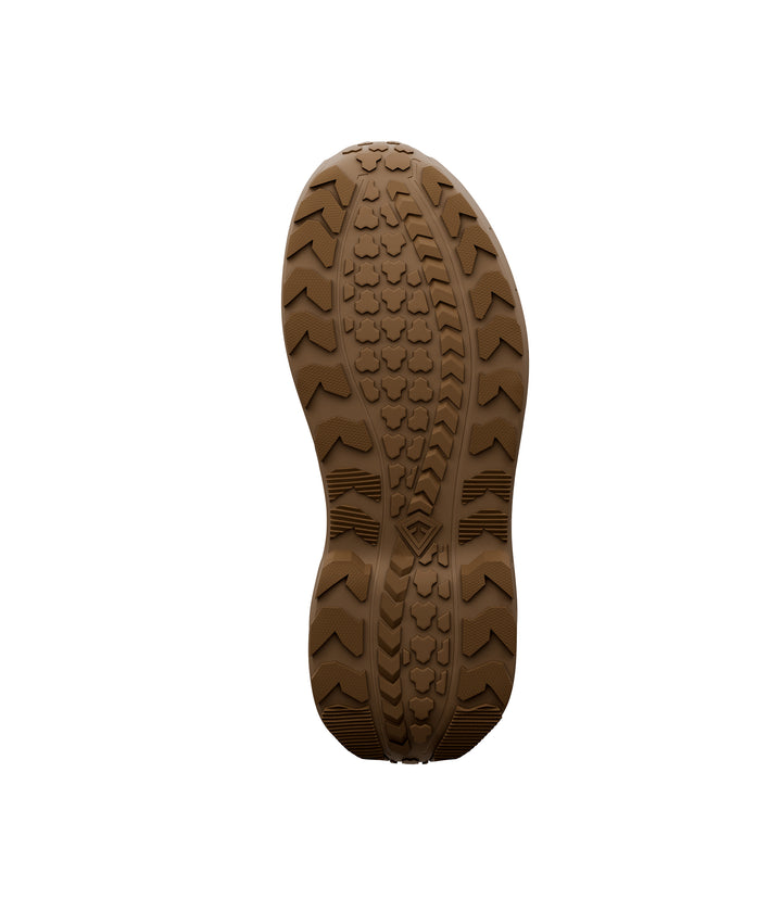 Bottom sole view of 3 inch AERO-TAC low boot in color coyote