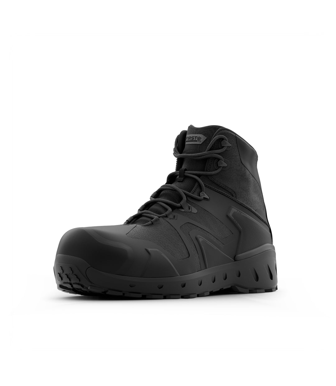 Photo of Men's 5" AERO-TAC™ Safety Toe Side-Zip Mid Boot in Black - Side view