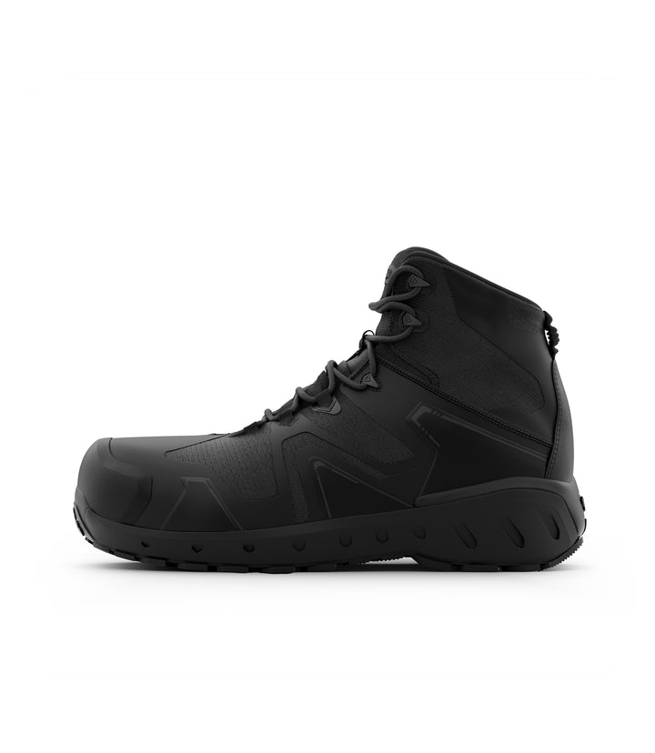 Photo of Men's 5" AERO-TAC™ Safety Toe Side-Zip Mid Boot in Black - Side view